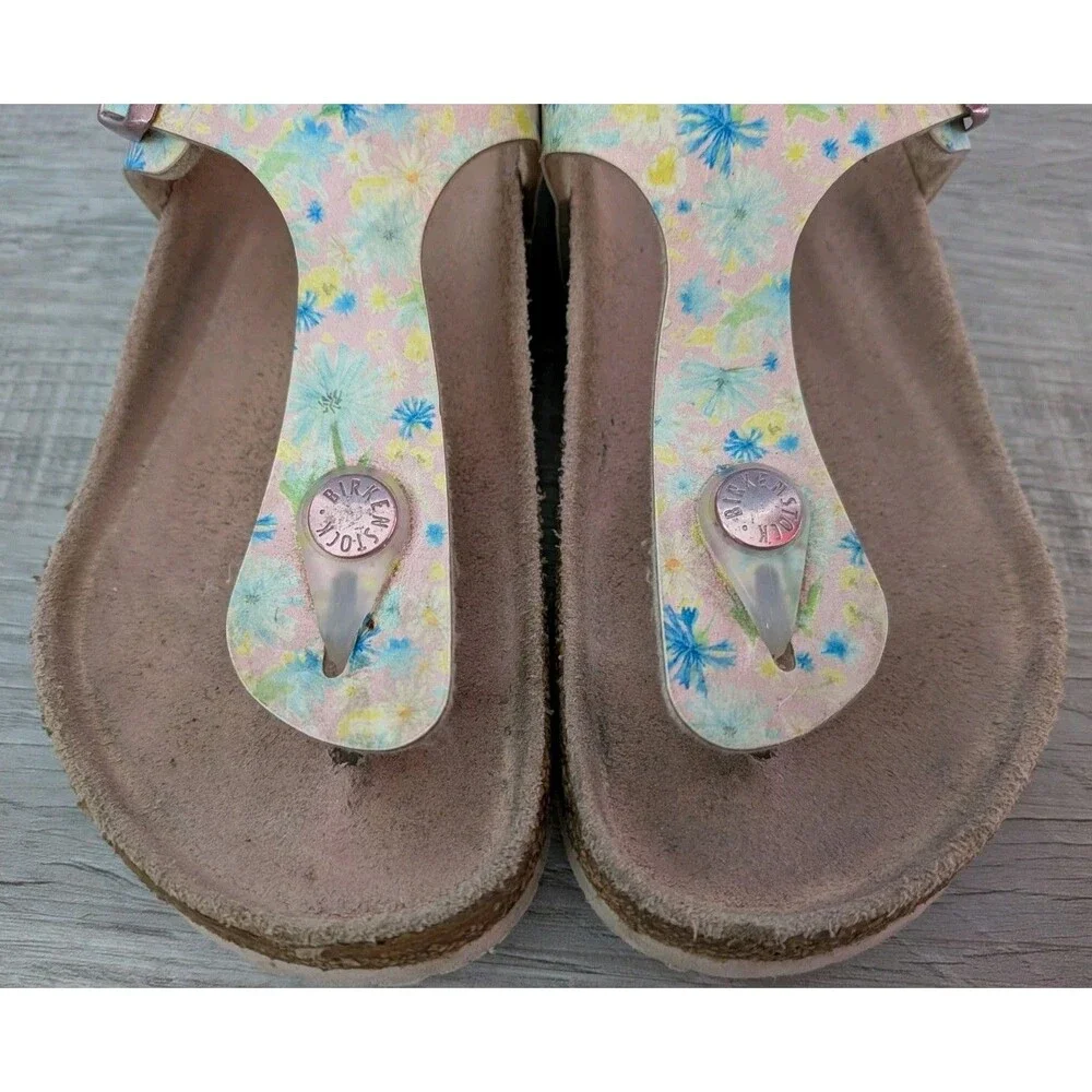 Birkenstock Girls Gizeh Kids Sz 2 Pink Little Kid Sandals Shoes Size 33 Floral